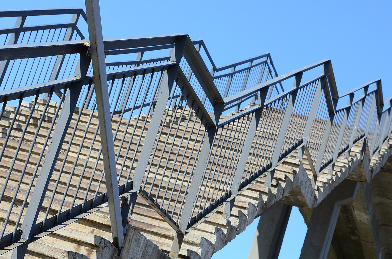 A fragment of a stepped ascent to the pedestrian bridge between